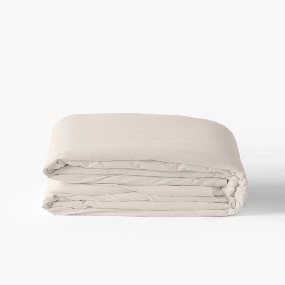 Carré Blanc Housse de couette pur coton lavé biologique Souffle vanille| Housses De Couette