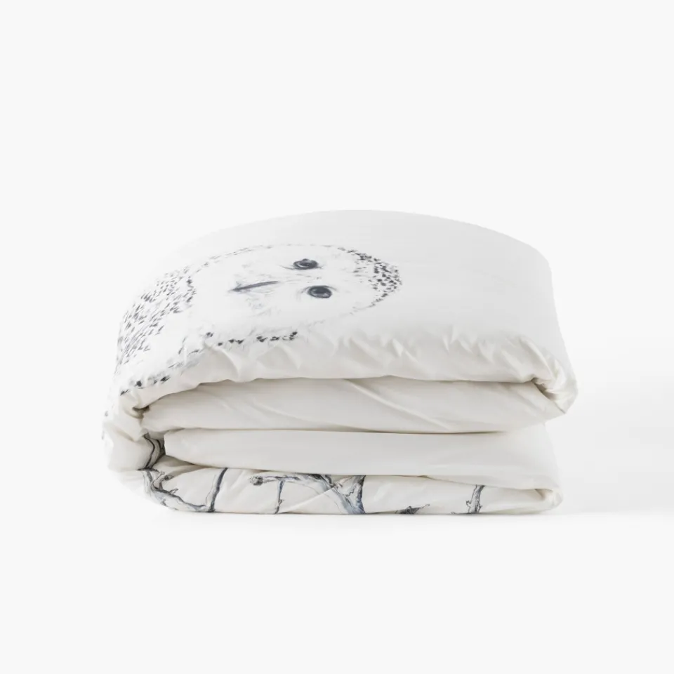 Carré Blanc Housse de couette réversible coton Harfang| Housses De Couette