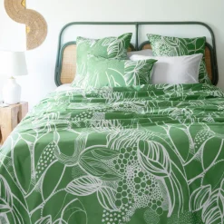 Carré Blanc Housse de couette réversible percale de coton bio Canopée| Housses De Couette