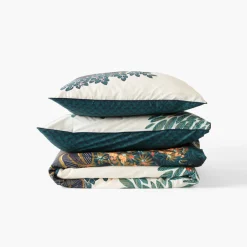 Carré Blanc Housse de couette réversible percale de coton Papyrus| Housses De Couette