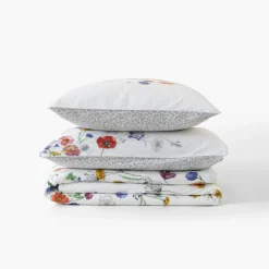 Carré Blanc Housse de couette réversible percale de coton Eloges| Housses De Couette