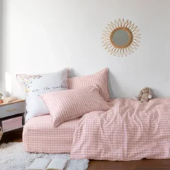 Carré Blanc Housse de couette réversible pur coton bio Rêve d'or|Enfant Linge De Litbio|Housses De Couette