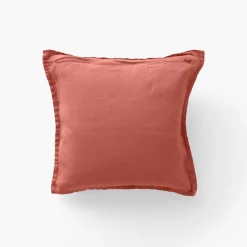 Carré Blanc Housse de coussin lin lavé Songe terre cuite| Housses De Coussin