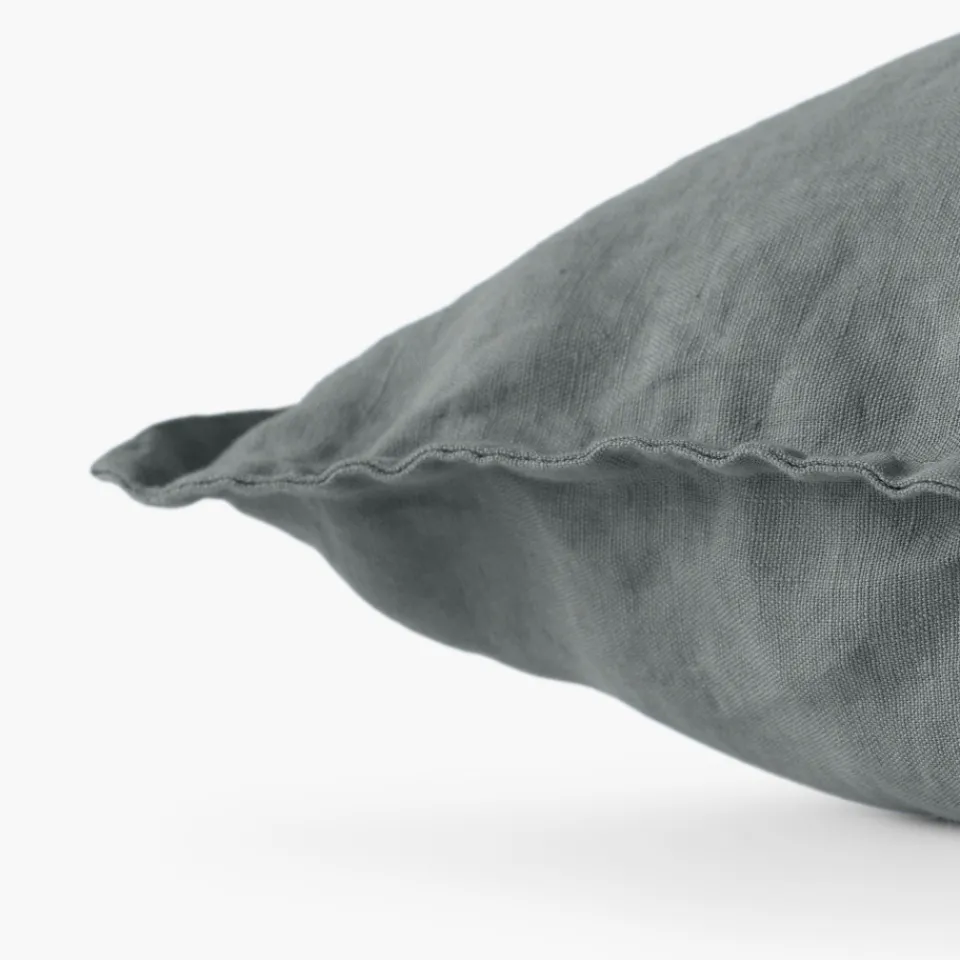 Carré Blanc Housse de coussin lin lavé Songe kaki cendré| Housses De Coussin