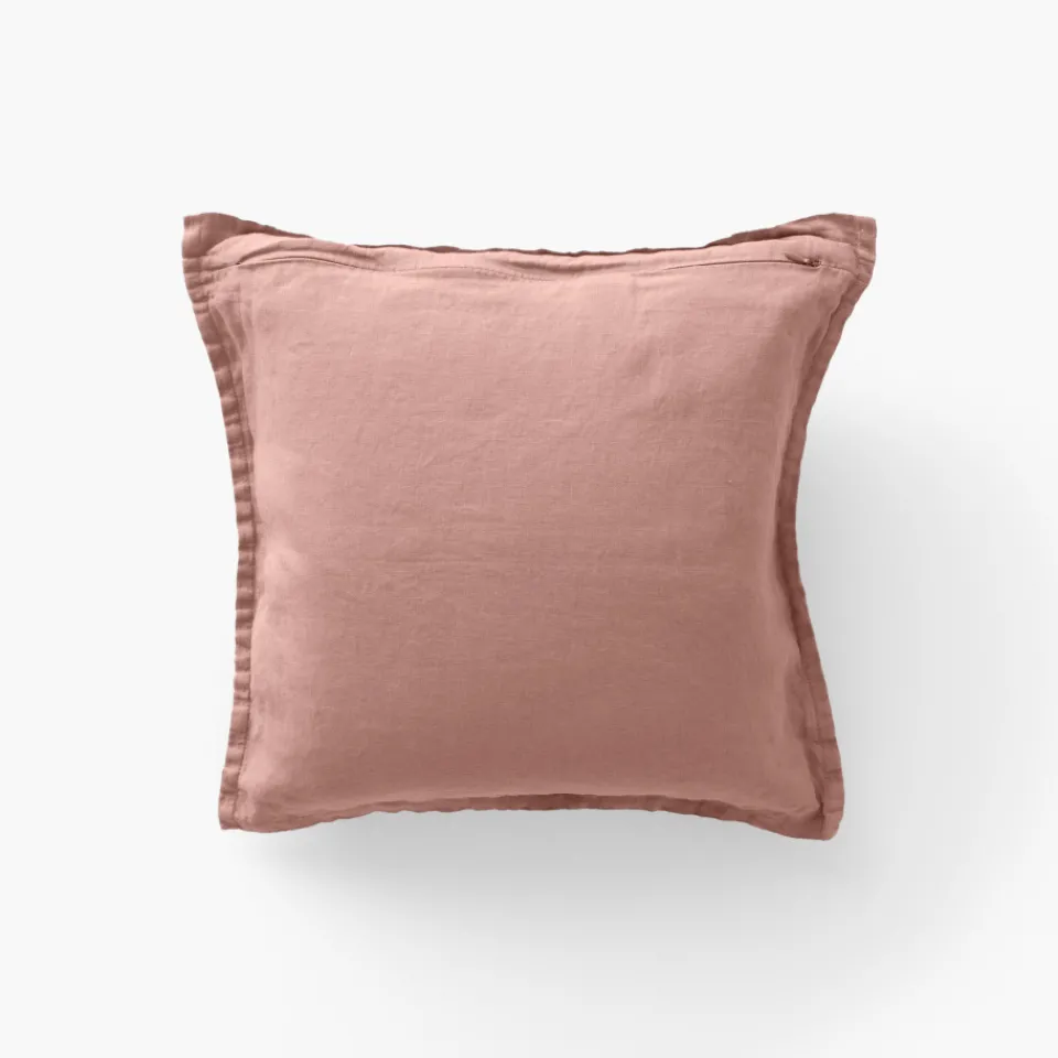 Carré Blanc Housse de coussin lin lavé Songe rose cendré| Housses De Coussin