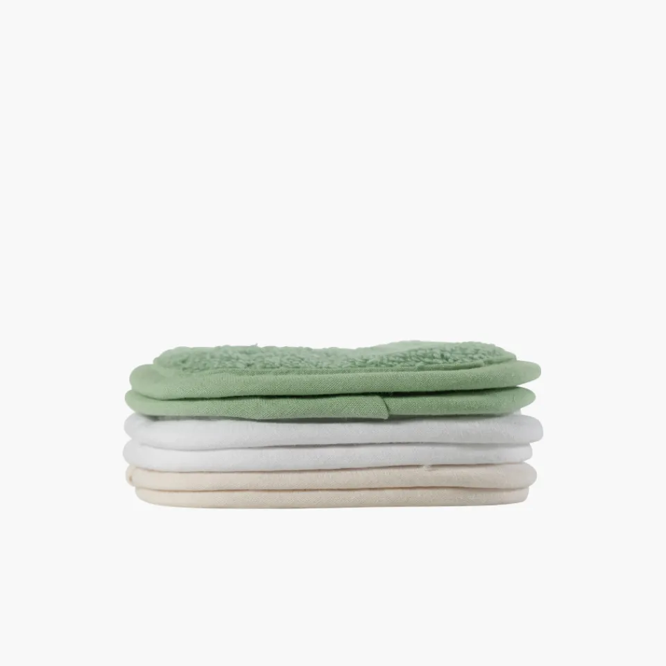 Carré Blanc Lot de 6 carrés démaquillants lavables coton et gaze de coton biologique Naturelle|Femme Coffrets Cadeaux|Accessoires Beauté