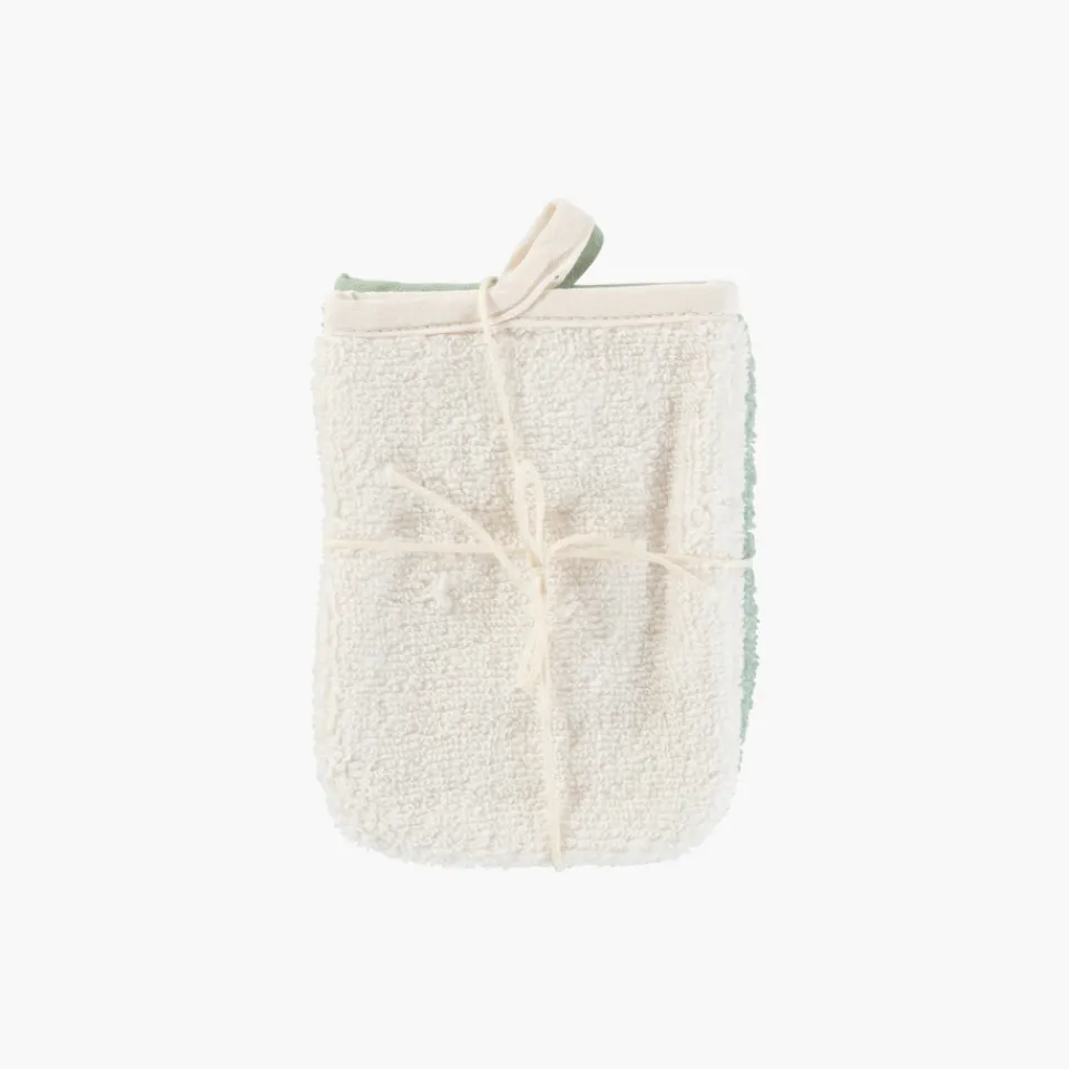 Carré Blanc Lot de 2 gants de toilette coton biologique Naturelle|Femme Coffrets Cadeaux|Accessoires Beauté
