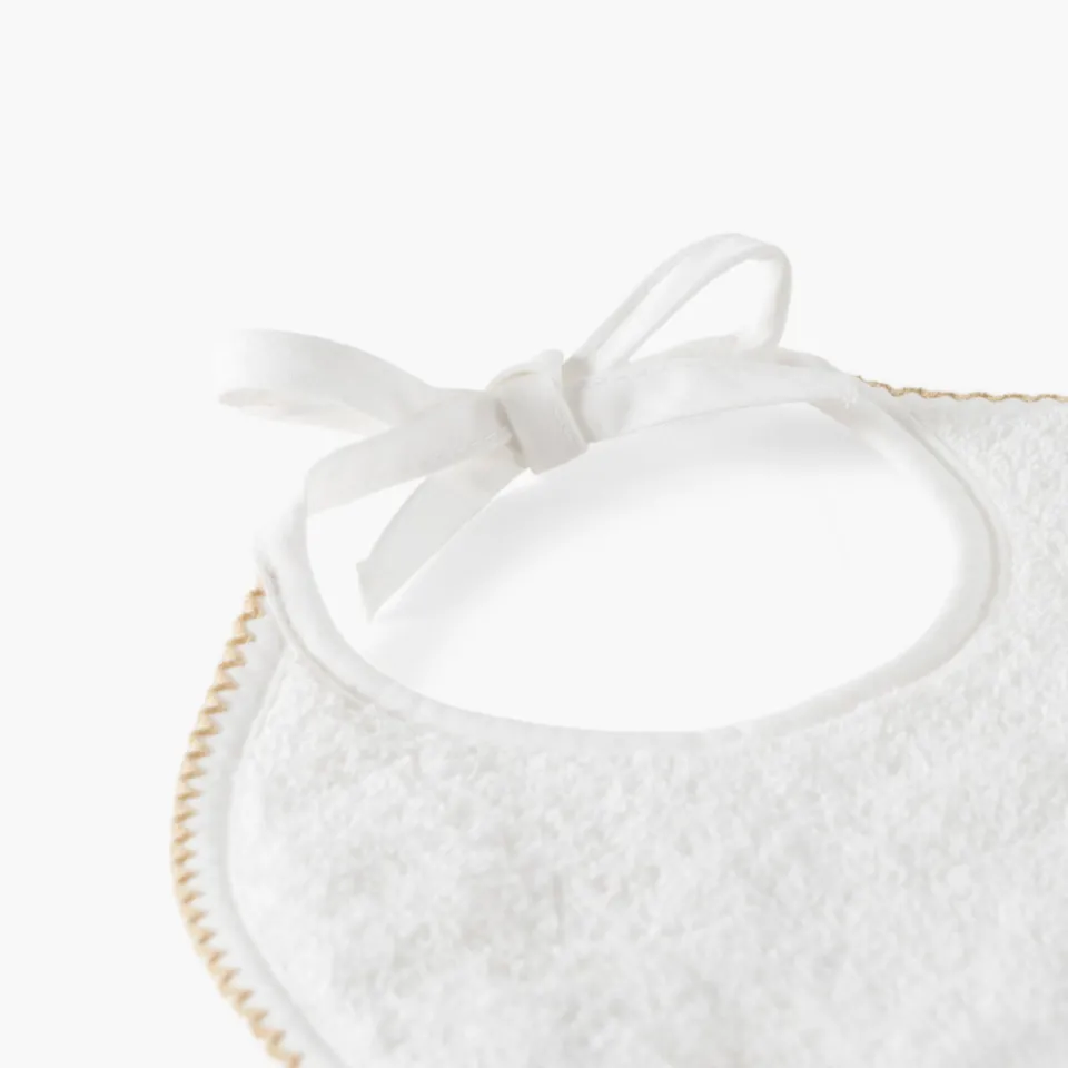 Carré Blanc Mini bavoir coton bio Bienvenue blanc|Enfant Bavoirs & Mini-bavoirs