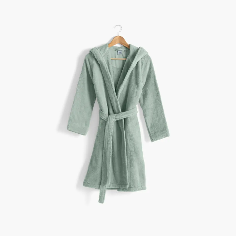 Carré Blanc Peignoir ado fille coton moelleux Julia eucalyptus|Enfant Peignoirs 10 Ans - 16 Ans