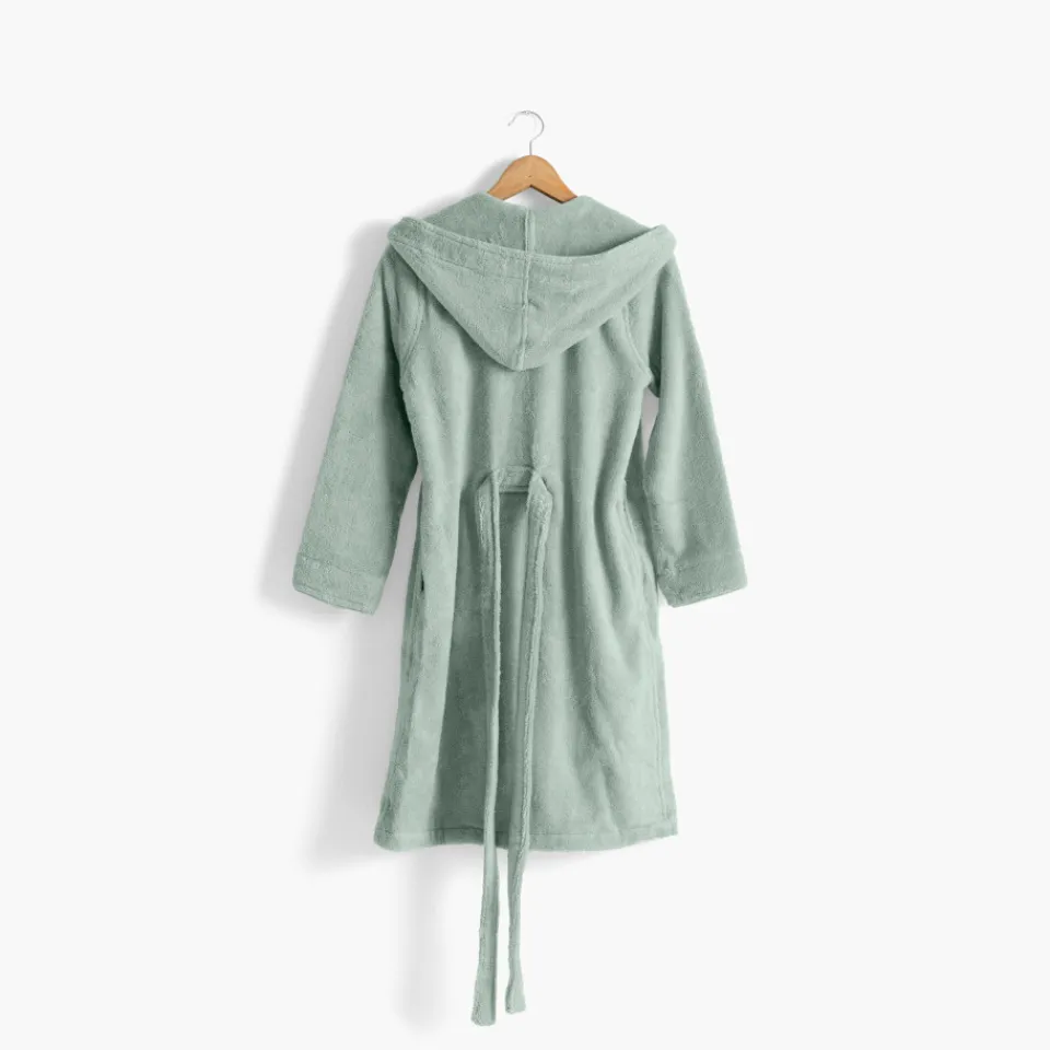 Carré Blanc Peignoir ado fille coton moelleux Julia eucalyptus|Enfant Peignoirs 10 Ans - 16 Ans