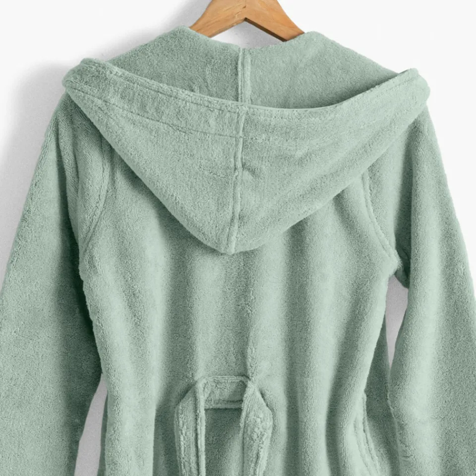 Carré Blanc Peignoir ado fille coton moelleux Julia eucalyptus|Enfant Peignoirs 10 Ans - 16 Ans