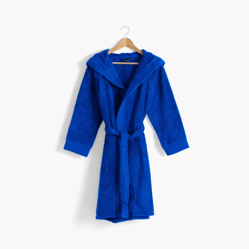Carré Blanc Peignoir ado garcon coton moelleux Hugo cobalt|Enfant Peignoirs 10 Ans - 16 Ans