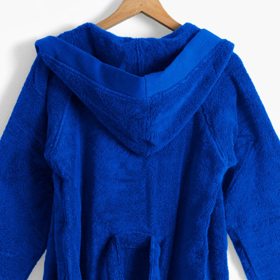 Carré Blanc Peignoir ado garcon coton moelleux Hugo cobalt|Enfant Peignoirs 10 Ans - 16 Ans