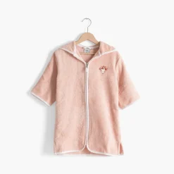 Carré Blanc Peignoir bébé coton bio à capuche zippé Illumine vieux rose|Enfant Peignoirs 12 Mois - 10 Ans