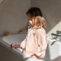 Carré Blanc Peignoir bébé coton bio à capuche zippé Illumine vieux rose|Enfant Peignoirs 12 Mois - 10 Ans