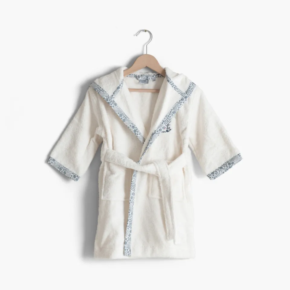 Carré Blanc Peignoir bébé coton bio à capuche Dandine ivoire|Enfant Peignoirs 12 Mois - 10 Ans