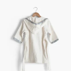 Carré Blanc Peignoir bébé coton bio à capuche Dandine ivoire|Enfant Peignoirs 12 Mois - 10 Ans