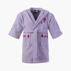 Carré Blanc Peignoir bebe coton biologique à capuche brodé Tribu parme|Enfant Peignoirs 12 Mois - 10 Ans