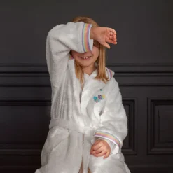 Carré Blanc Peignoir enfant coton à capuche Calliopé blanc|Enfant Peignoirs 12 Mois - 10 Ans