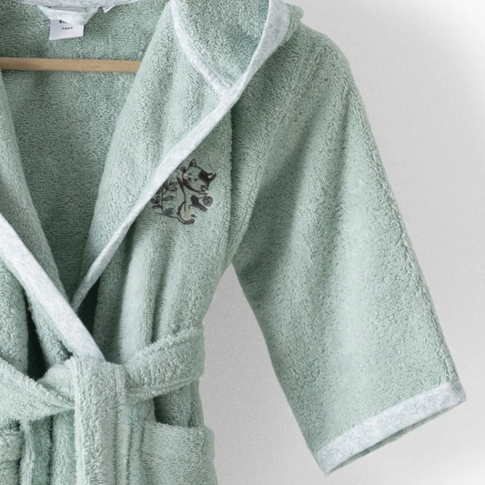Carré Blanc Peignoir enfant coton bio Jardine amande|Enfant Peignoirs 12 Mois - 10 Ans