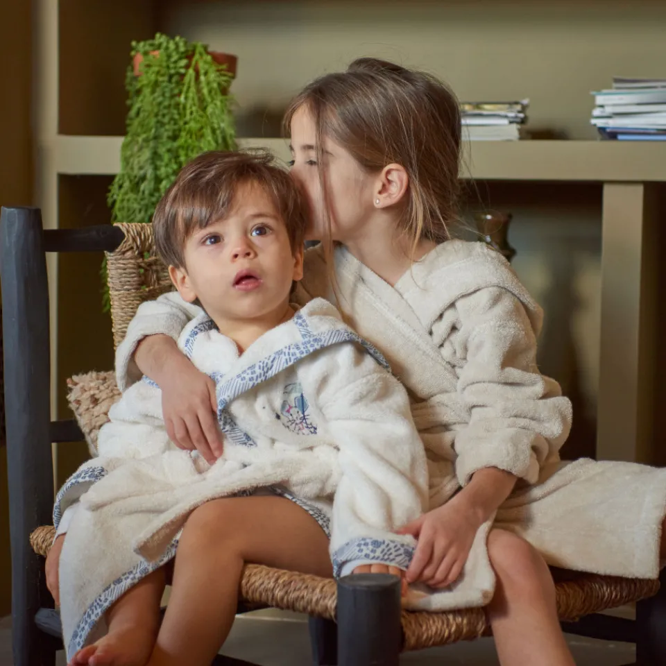 Carré Blanc Peignoir enfant coton bio à capuche Dandine ivoire|Enfant Peignoirs 12 Mois - 10 Ans