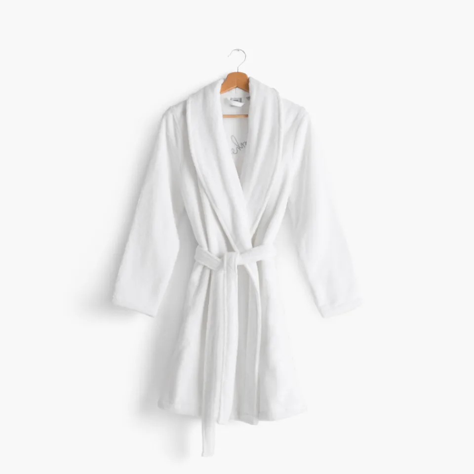 Carré Blanc Peignoir femme bouclette de coton col châle Eloges|Femme Peignoirs Femme