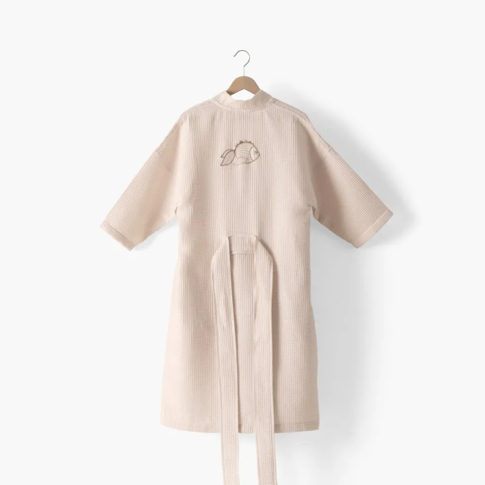 Carré Blanc Peignoir femme col kimono coton Amorgos naturel|Femme Coffrets Cadeaux|Peignoirs Femme