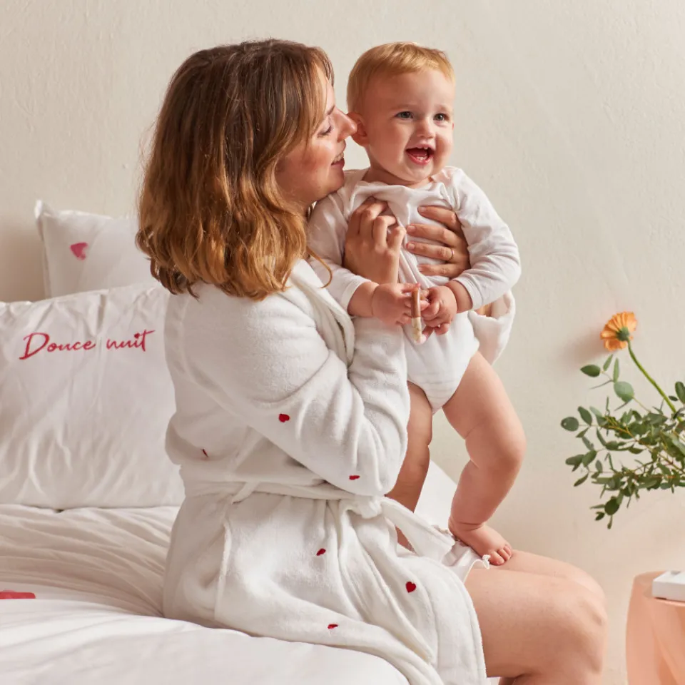 Carré Blanc Peignoir femme coton col châle Adore blanc|Femme Coffrets Cadeaux|Peignoirs Femme