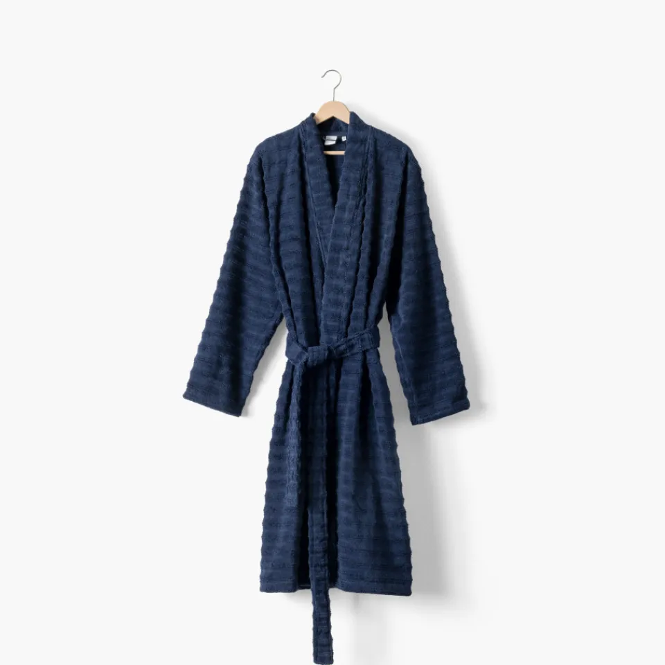 Carré Blanc Peignoir homme coton col kimono Aura marine|Homme Coffrets Cadeaux|Peignoirs Homme