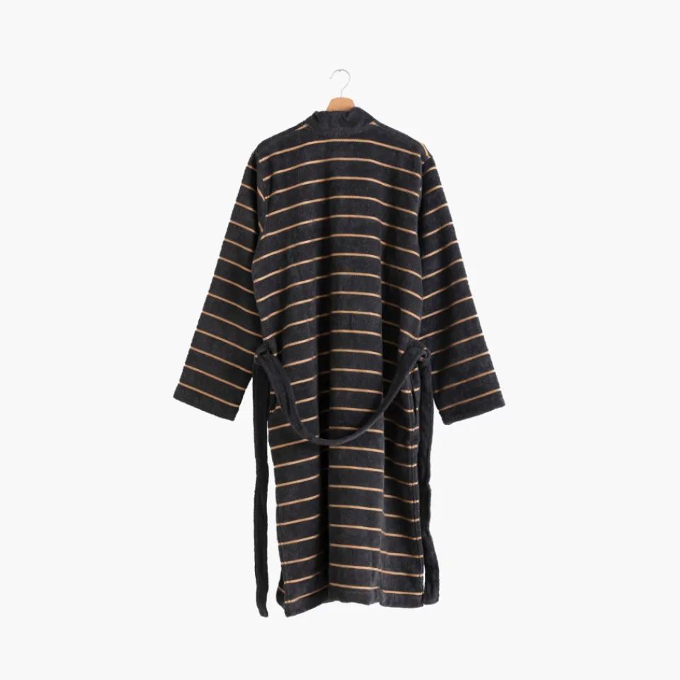 Carré Blanc Peignoir homme coton col kimono Eclipse charbon|Homme Peignoirs Homme