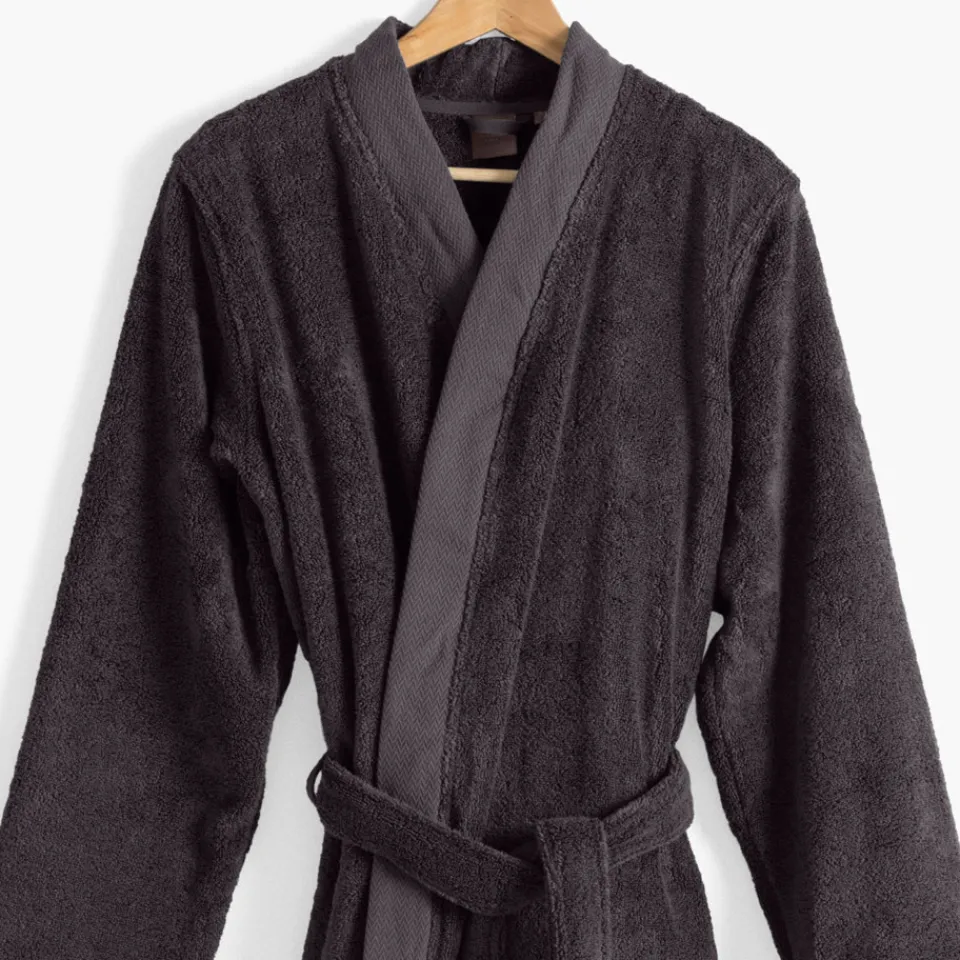 Carré Blanc Peignoir homme coton moelleux Roméo anthracite|Homme Peignoirs Homme