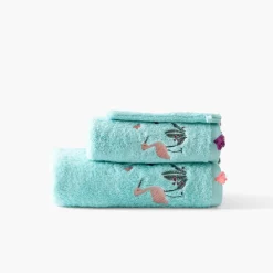 Carré Blanc Poncho coton Aruba celadon|Enfant Ponchos