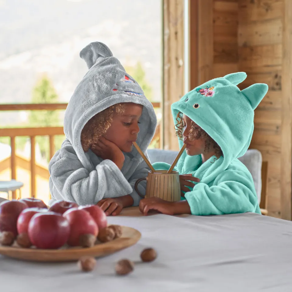 Carré Blanc Robe de chambre enfant polaire à capuche Beachful lagon|Enfant Robes De Chambre