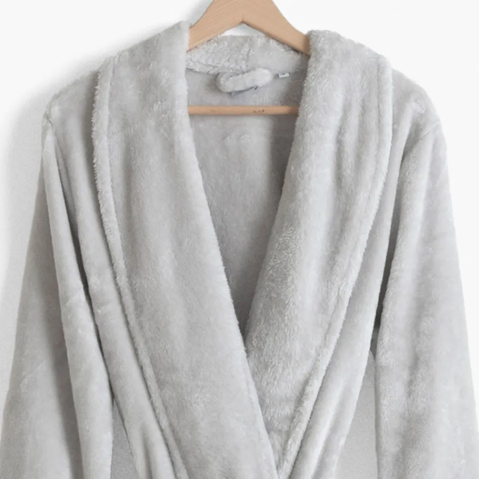 Carré Blanc Robe de chambre polaire col châle femme Equinoxe tourterelle|Femme Coffrets Cadeaux|Robes De Chambre Femme