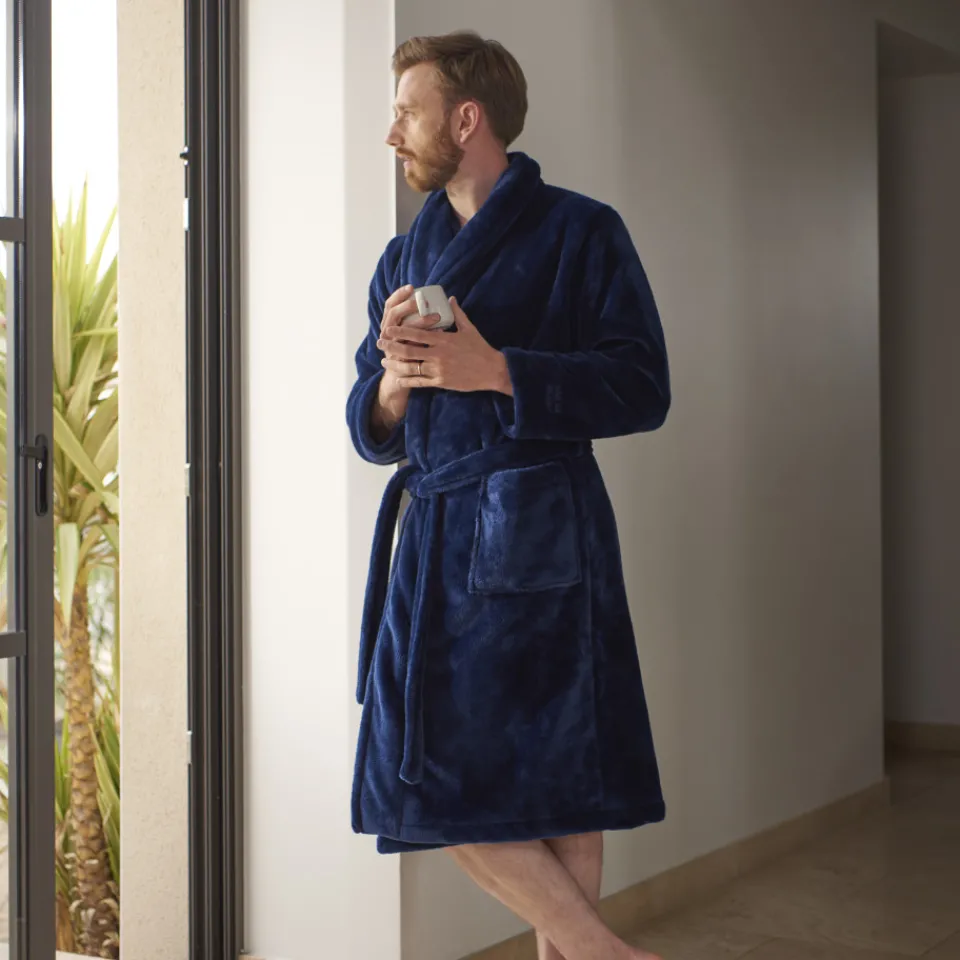Carré Blanc Robe de chambre polaire homme Gabriel marine|Homme Coffrets Cadeaux|Robe De Chambre Homme