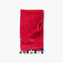Carré Blanc Serviette de toilette bouclette de coton Balata framboise| Serviettes De Toilette