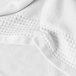 Carré Blanc Serviette de toilette bouclette de coton biologique Source blanc| Serviettes De Toilette
