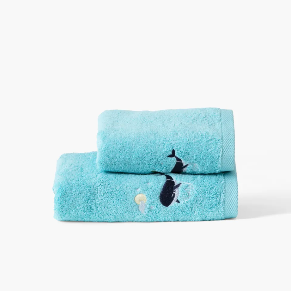 Carré Blanc Serviette de toilette coton Atlantis lagon|Enfant Serviettes De Toilette
