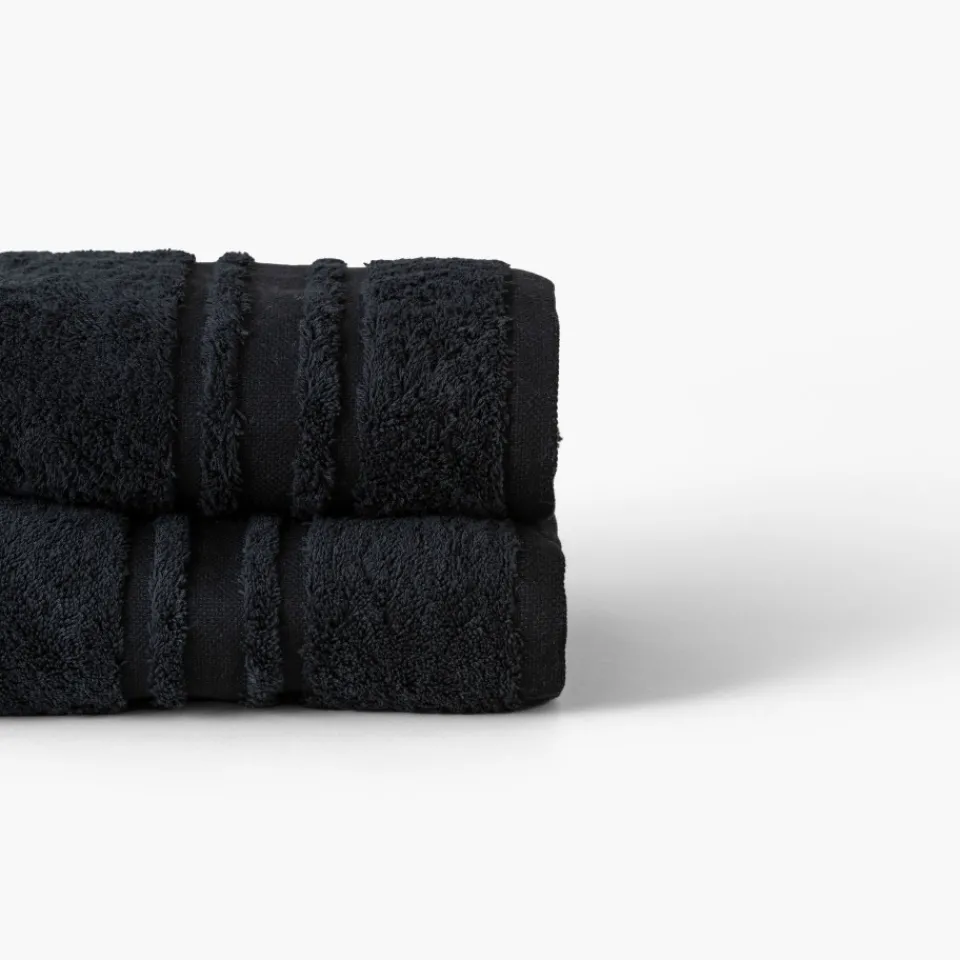 Carré Blanc Serviette de toilette coton Lola II noir| Serviettes De Toilette