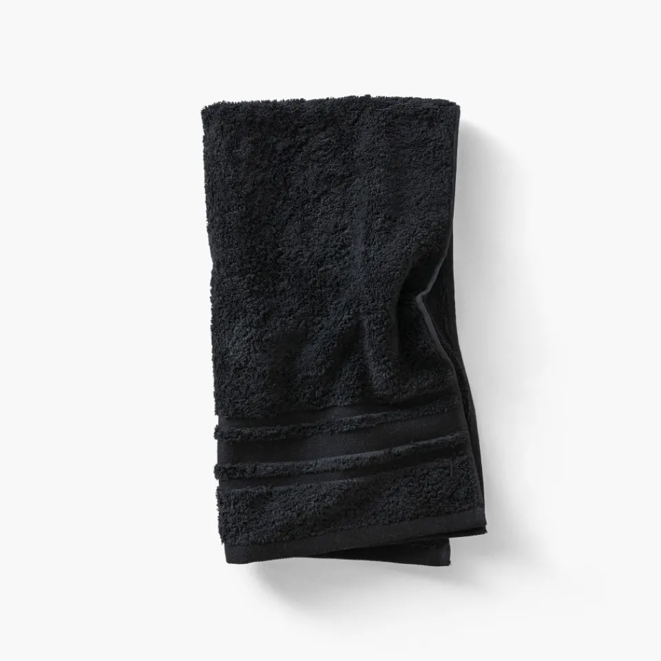 Carré Blanc Serviette de toilette coton Lola II noir| Serviettes De Toilette