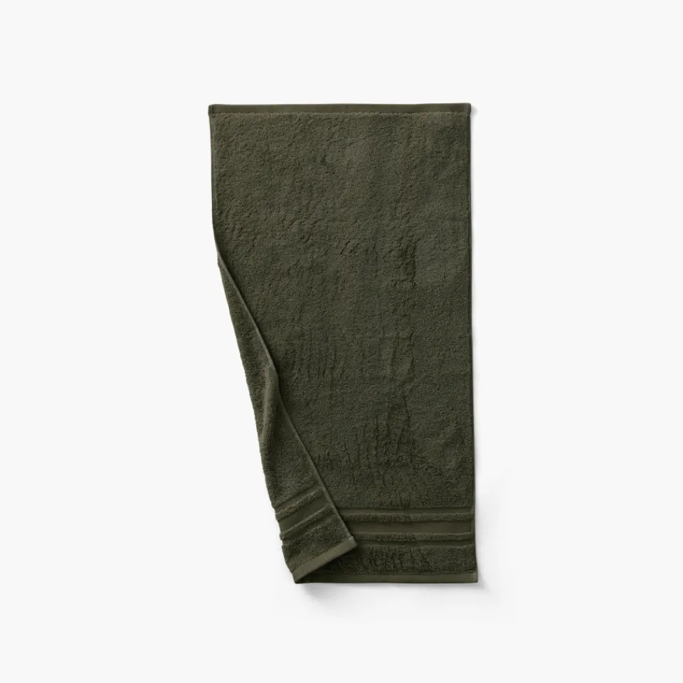 Carré Blanc Serviette de toilette coton Lola II vert kaki| Serviettes De Toilette