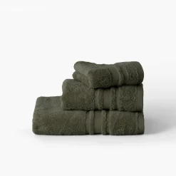 Carré Blanc Serviette de toilette coton Lola II vert kaki| Serviettes De Toilette