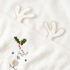 Carré Blanc Serviette de toilette coton Xmasful ivoire|Enfant Serviettes De Toilette|Nouveautés Bébénew