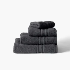 Carré Blanc Serviette de toilette coton Lola II ardoise| Serviettes De Toilette