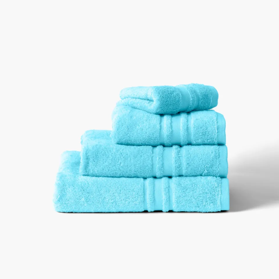 Carré Blanc Serviette de toilette coton Lola II turquoise| Serviettes De Toilette