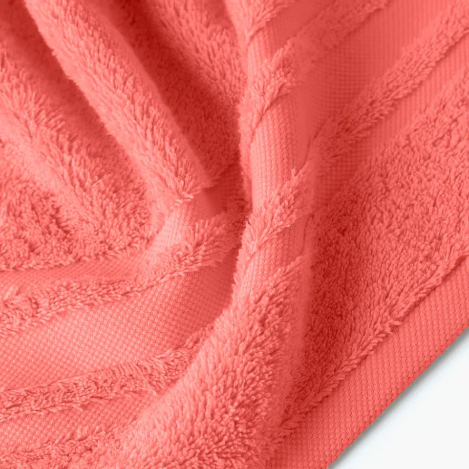 Carré Blanc Serviette de toilette coton Lola II corail| Serviettes De Toilette