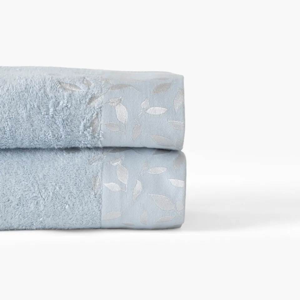 Carré Blanc Serviette de toilette coton et viscose de bambou Equinoxe bleu givre| Serviettes De Toilette