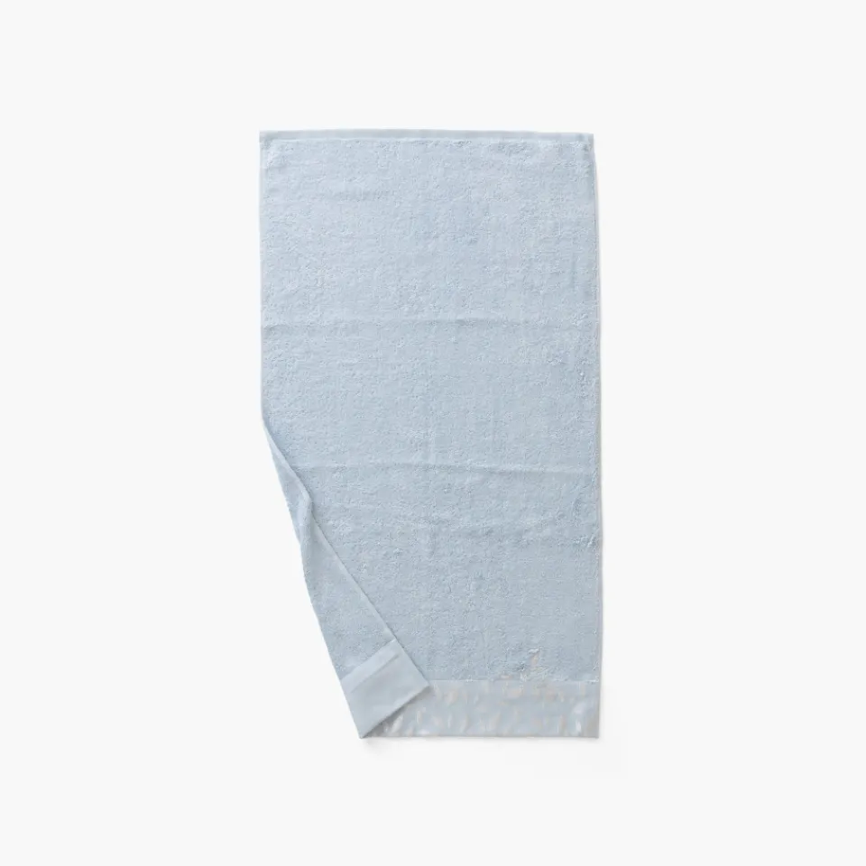 Carré Blanc Serviette de toilette coton et viscose de bambou Equinoxe bleu givre| Serviettes De Toilette