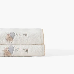 Carré Blanc Serviette de toilette coton bio Bienvenue blanc|Enfant Serviettes De Toilette