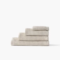 Carré Blanc Serviette de toilette coton bio Quadro naturel| Serviettes De Toilette